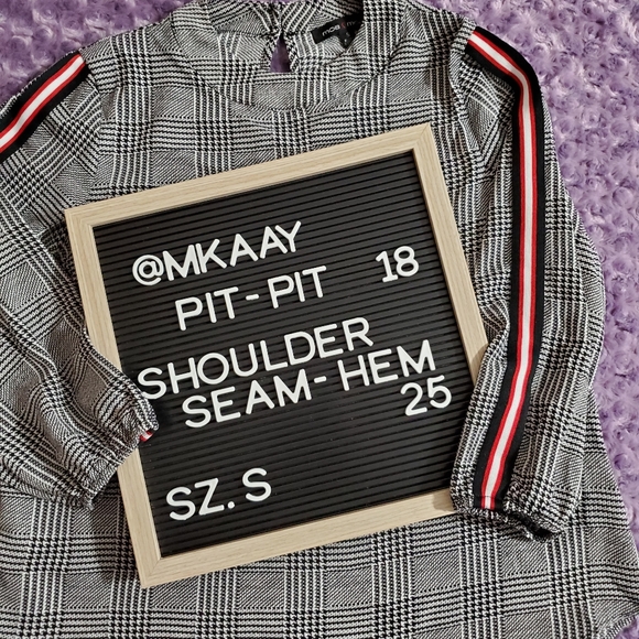 moamoa houndstooth long sleeve striped tunic blouse sz.Small E - Picture 4 of 6